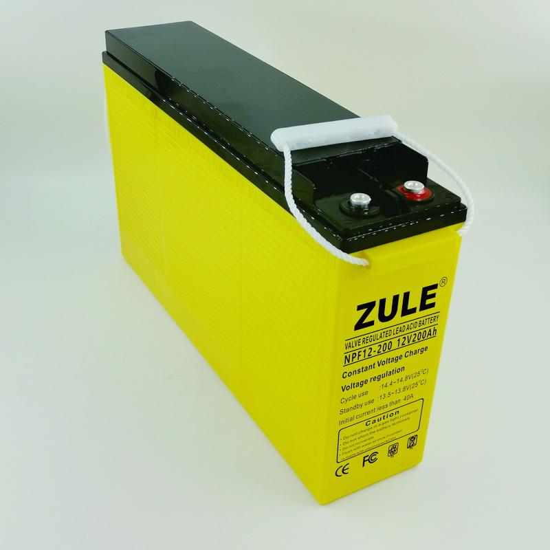 Bateria de armazenamento de bateria de gel terminal frontal 12v200ah bateria de ciclo profundo