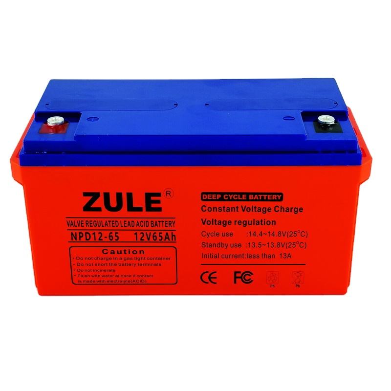 Bateria ácida de bateria de célula solar de alta capacidade 12V65Ah para sistema de energia solar