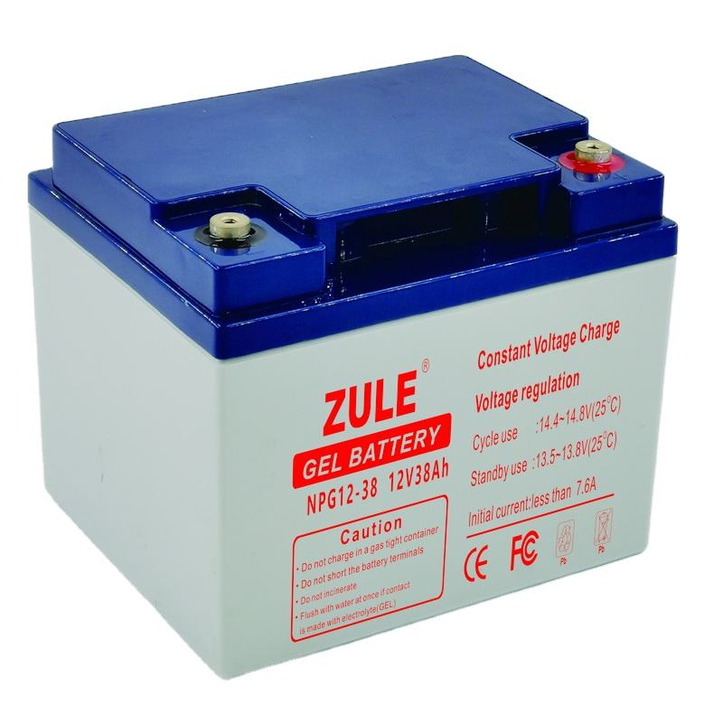 Bateria de gel de bateria de armazenamento solar recarregável de longa vida 12V38Ah bateria de energia nova