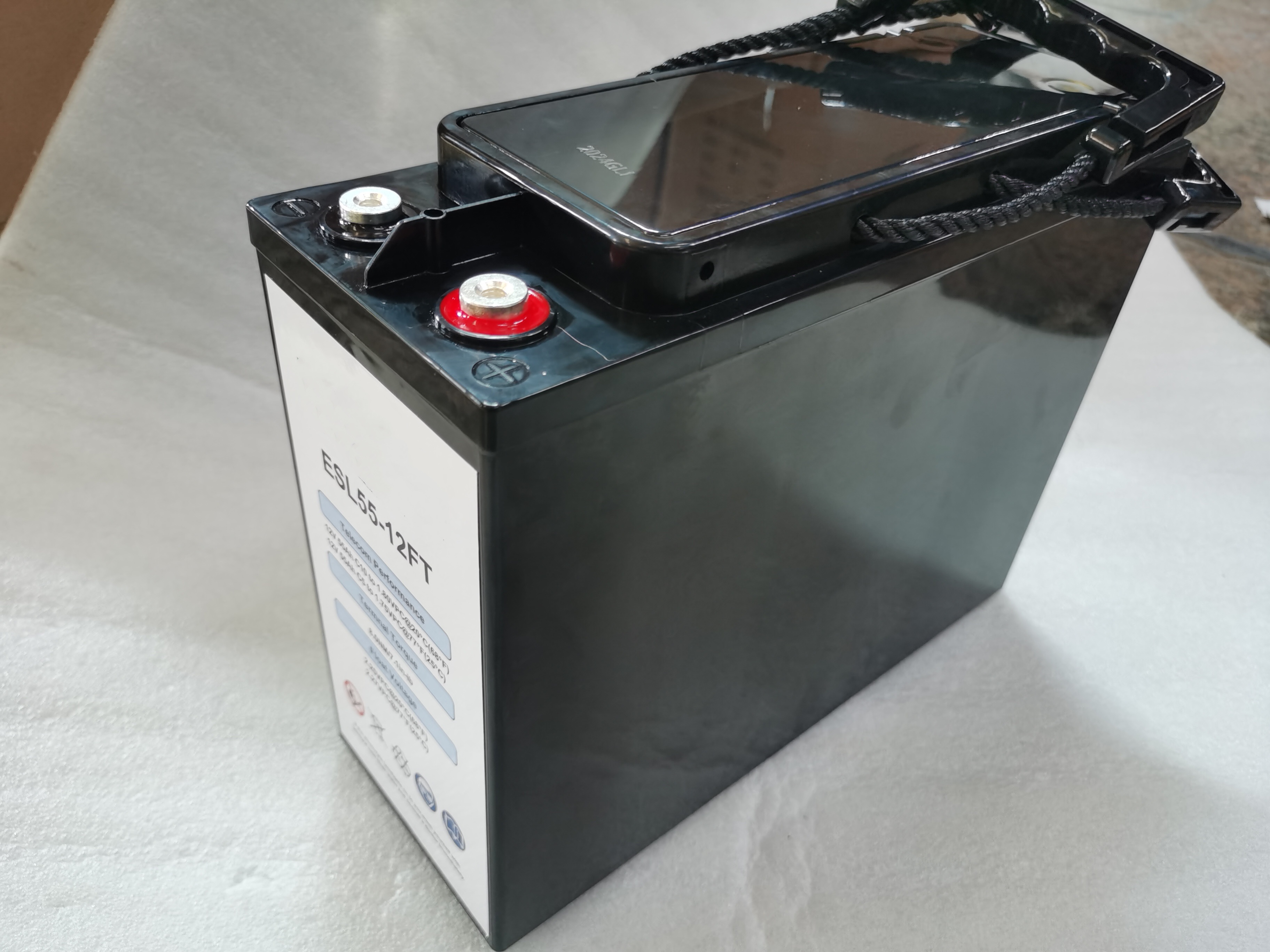 Bom preço, excelente qualidade, bateria de chumbo-ácido 12V55Ah, bateria terminal frontal recarregável para energia doméstica