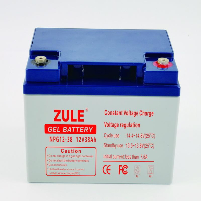 Bateria de gel de bateria de armazenamento solar recarregável de longa vida 12V38Ah bateria de energia nova