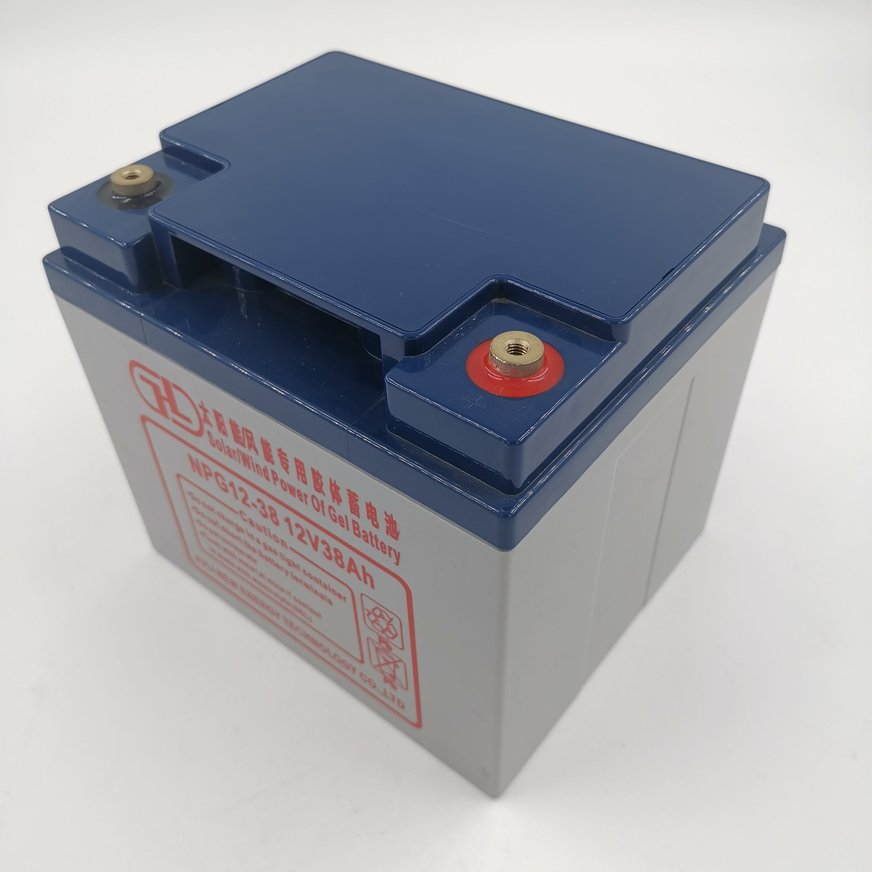 Bateria de gel de bateria de armazenamento solar recarregável de longa vida 12V38Ah bateria de energia nova