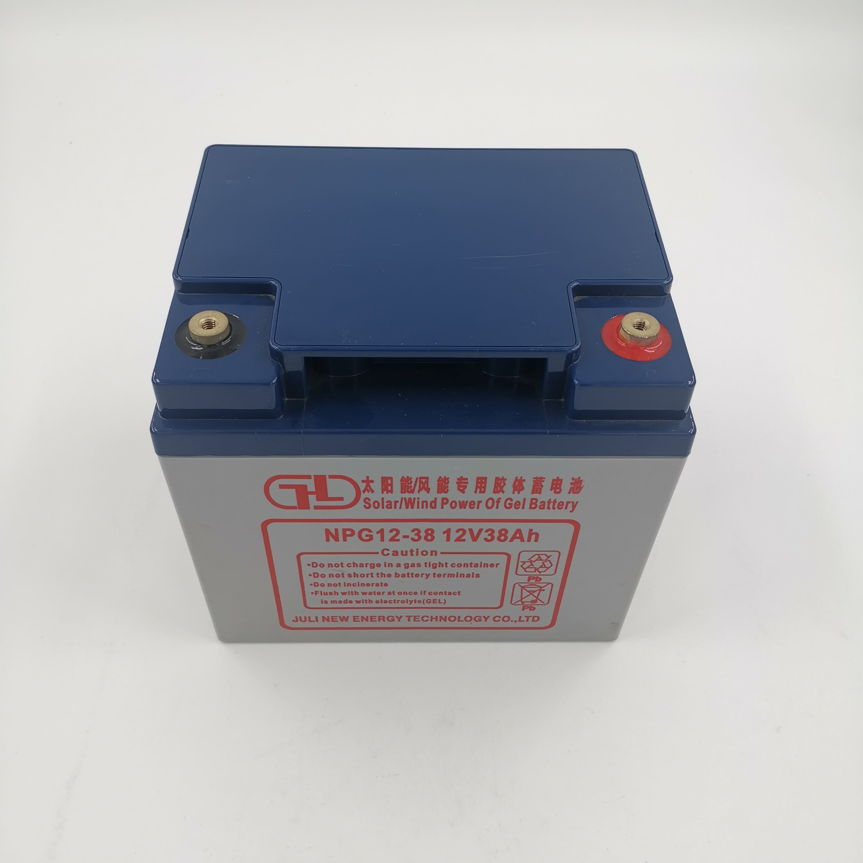 Bateria de gel de bateria de armazenamento solar recarregável de longa vida 12V38Ah bateria de energia nova